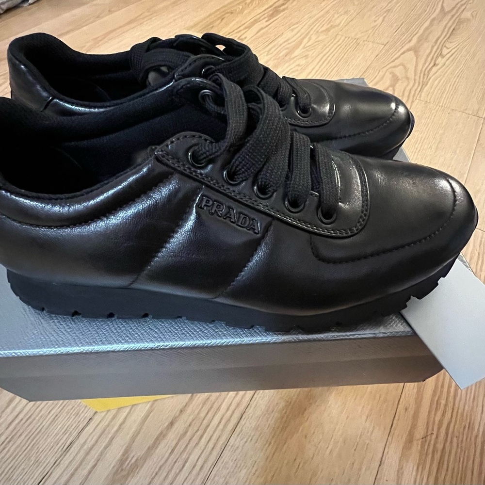 Authentic Black Prada Sneakers. Used once. - Picture 3 of 5